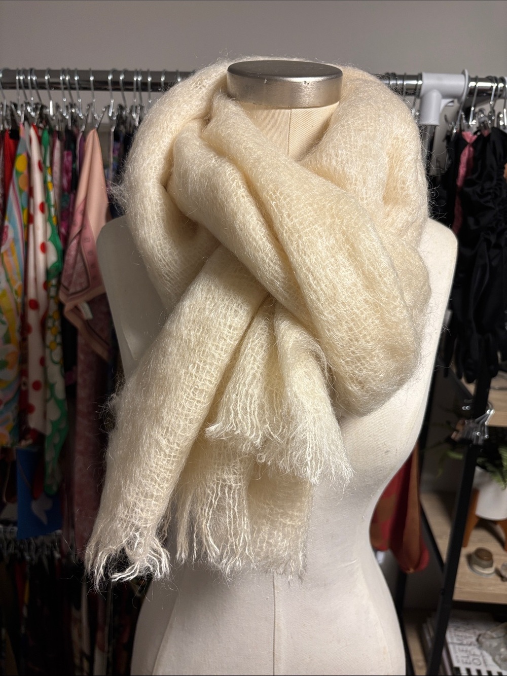 Glen Cree vintage mohair cream scarf/wrap